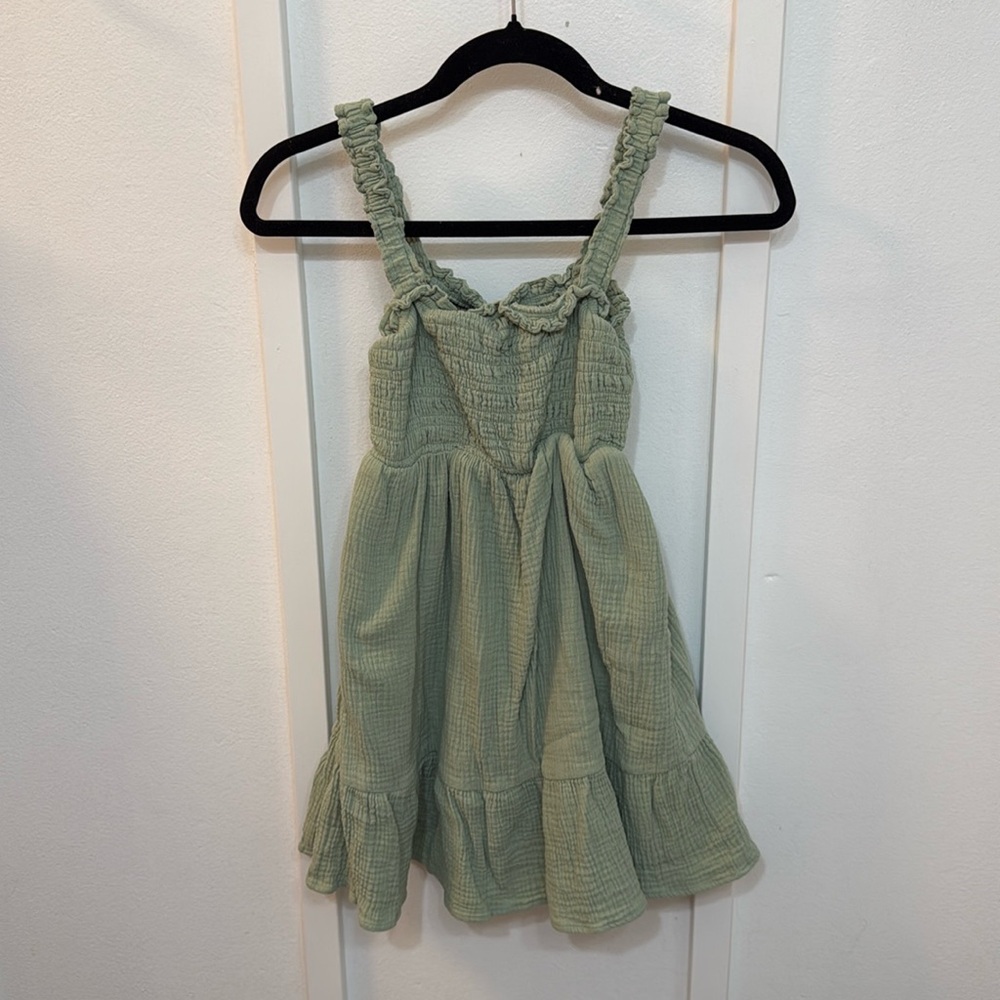 Hello Franki Katherine Gauze Green Tank Dress for girls